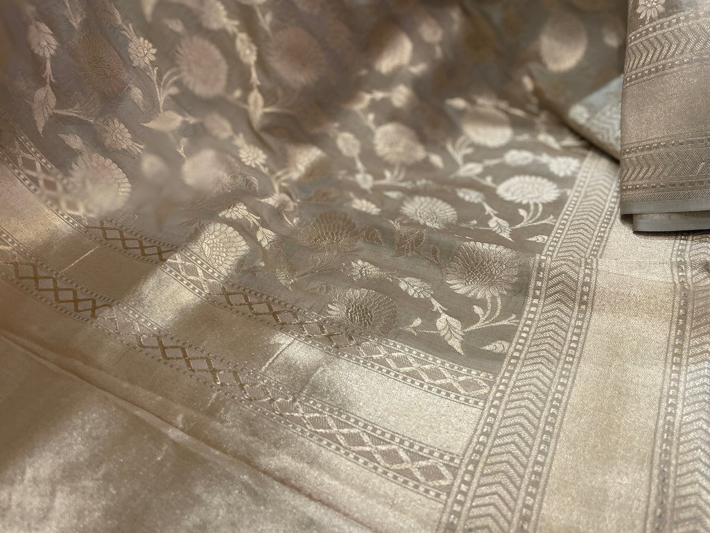 Signature bridal banarasi saree in nude tone Intricately Jeri Woven