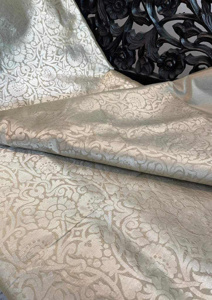 Signature bridal banarasi saree in grey tone Intricately floral Jeri Woven