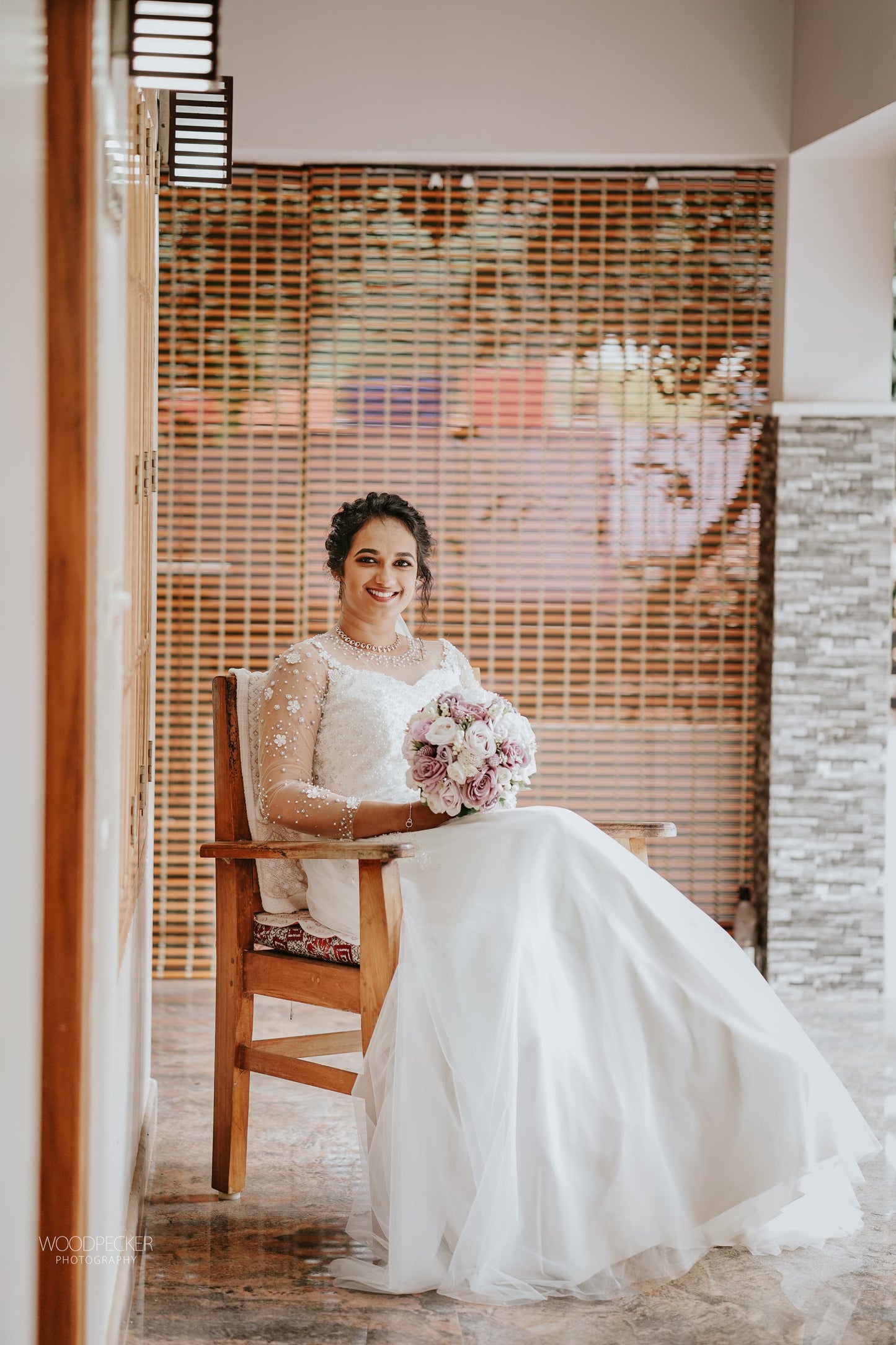 Signature bridal Aline gown with floral hand work with beadsand pearls