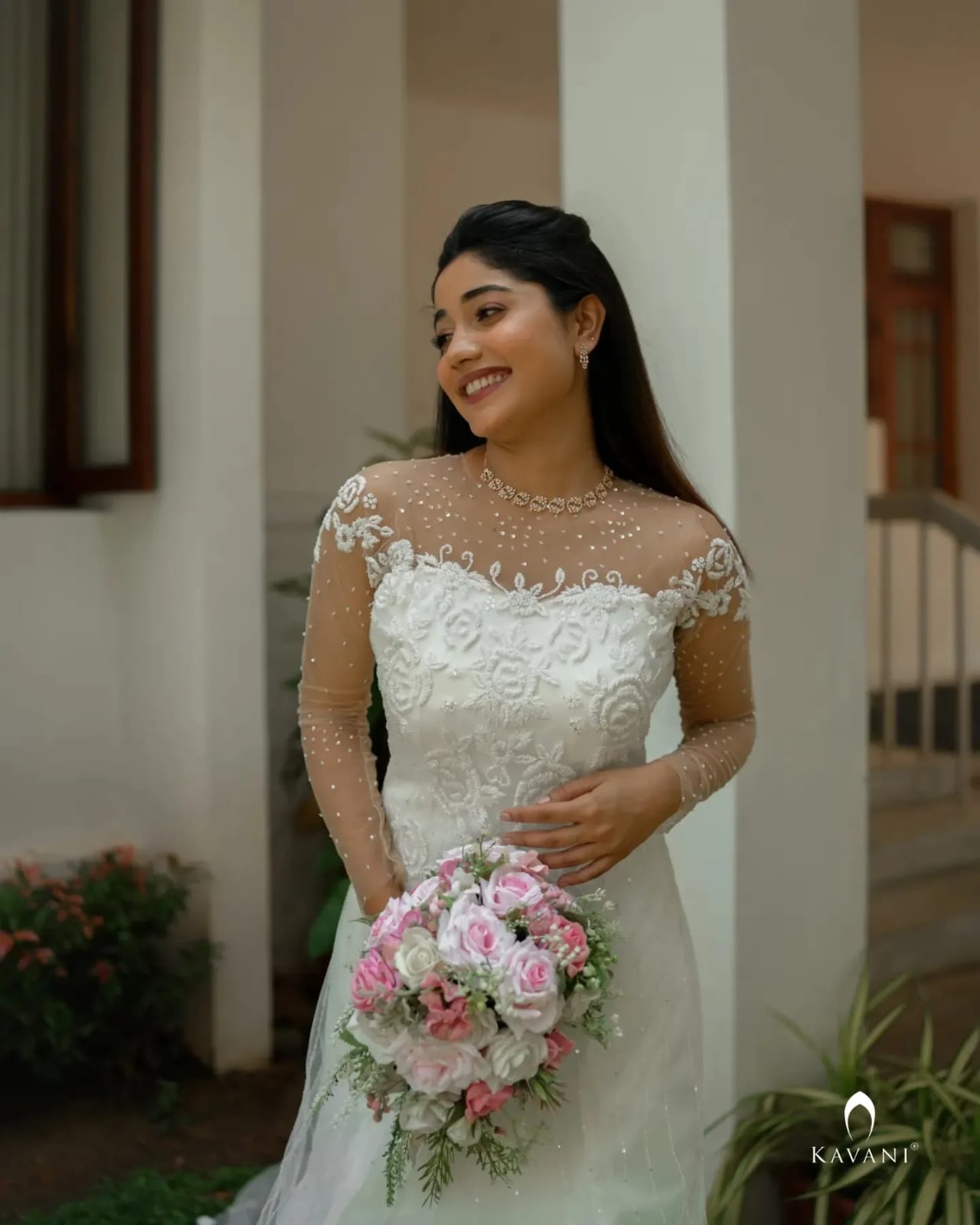 Beautiful off shoulder mermaid aline gown with delicate rose embroidery