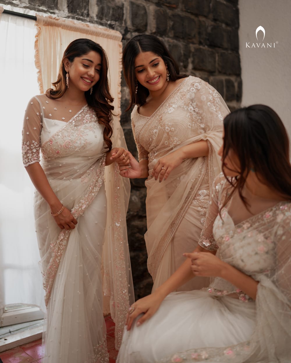 Our signature designer bridal saree with beautiful hand embroidery and a beaded worked blouse