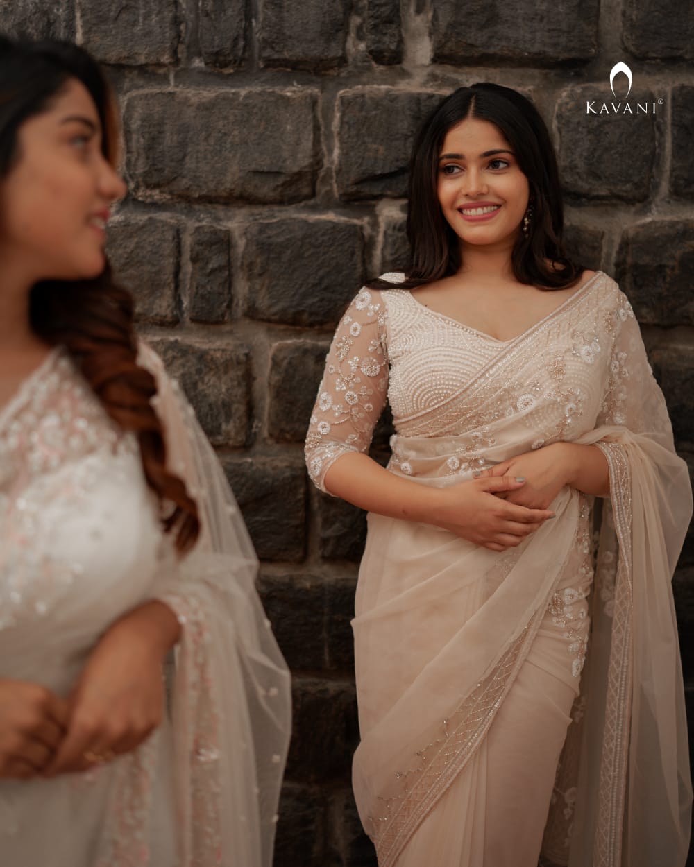 Our signature designer bridal saree with beautiful hand embroidery and a beaded worked blouse