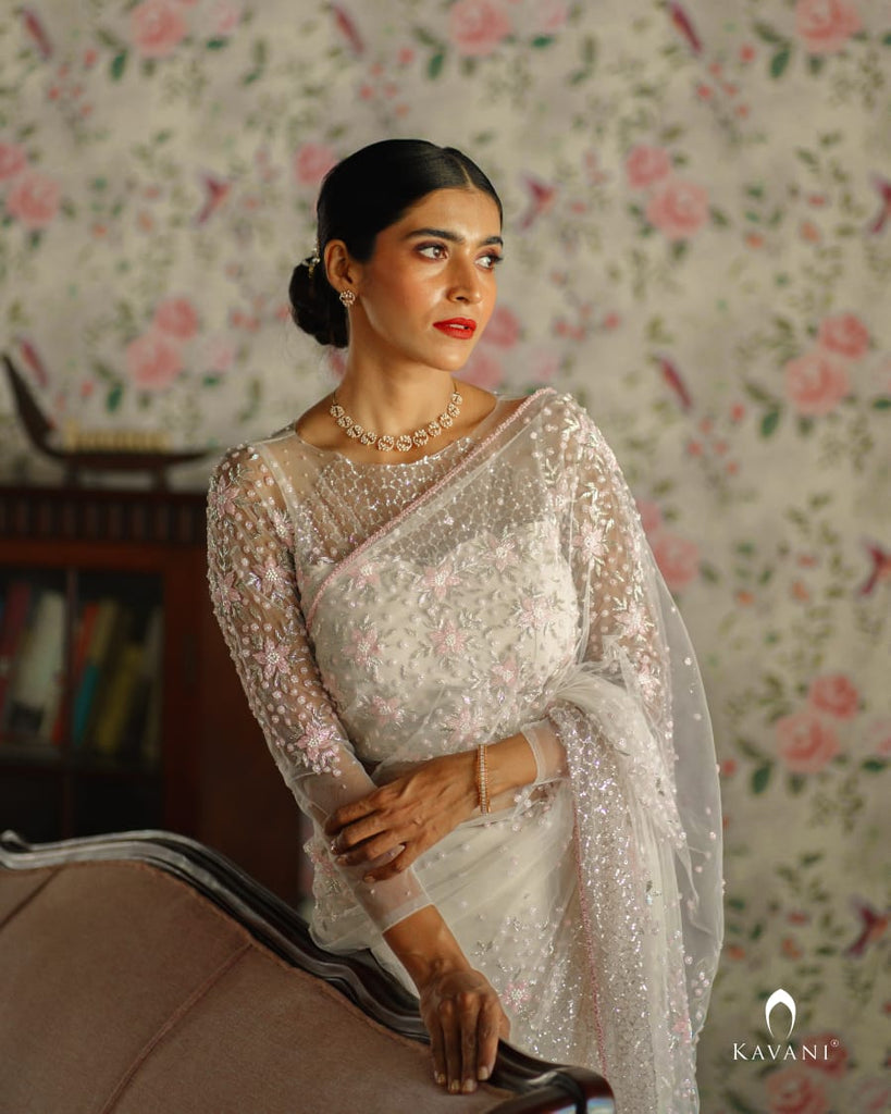 Beautiful and elegant and bridal saree with beautiful hand embroidery