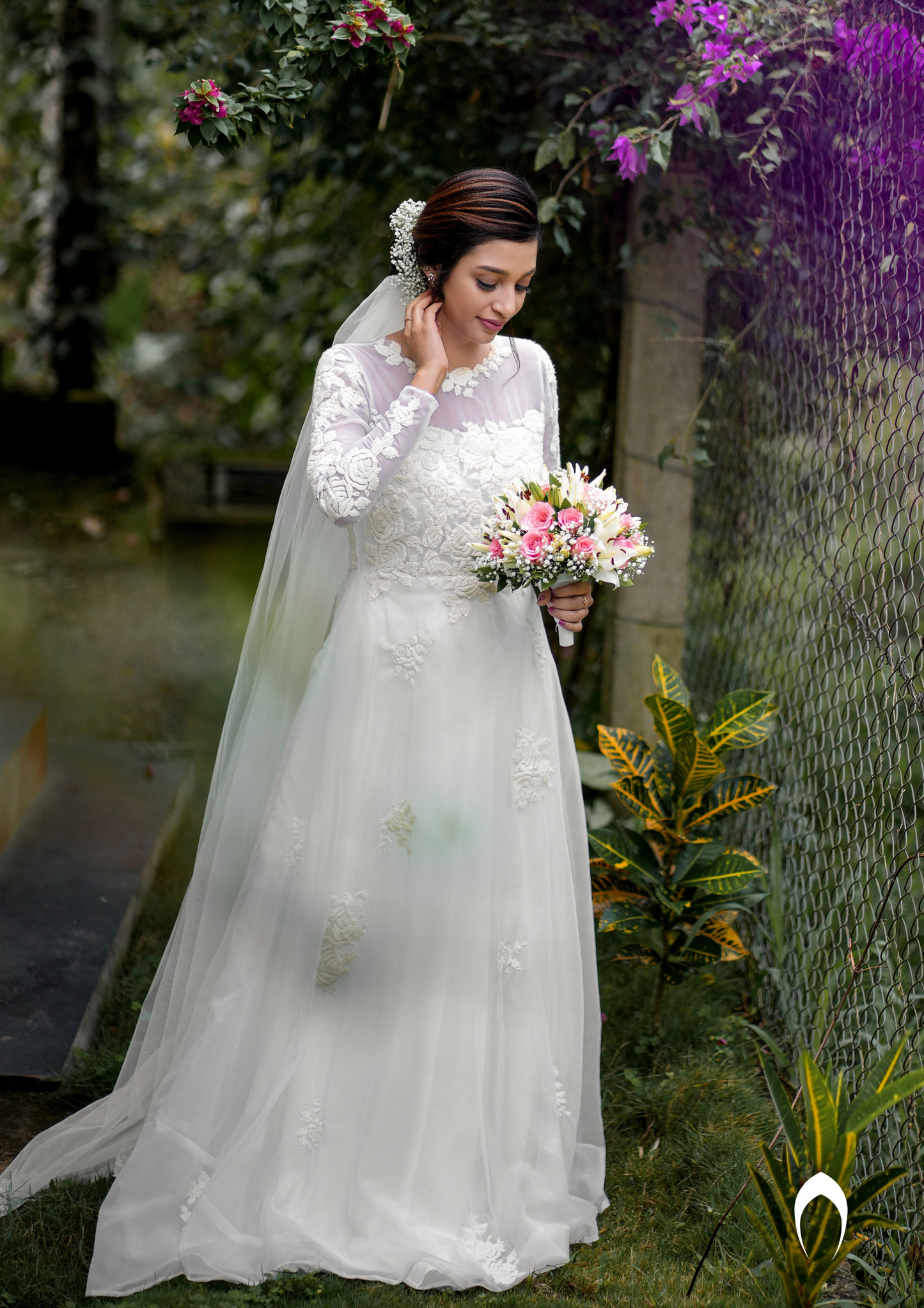 Signature Christian bridal  A-line gown in organza carried by bride Alen