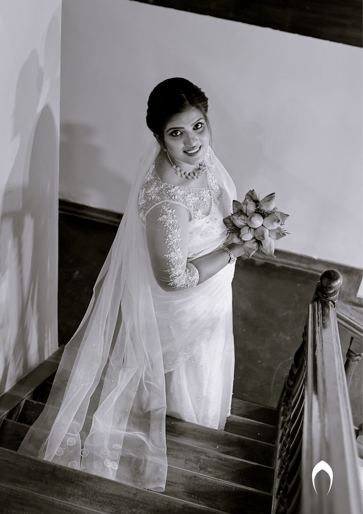 signature Christian bridal floral hand embroidered organza saree with elegant border work