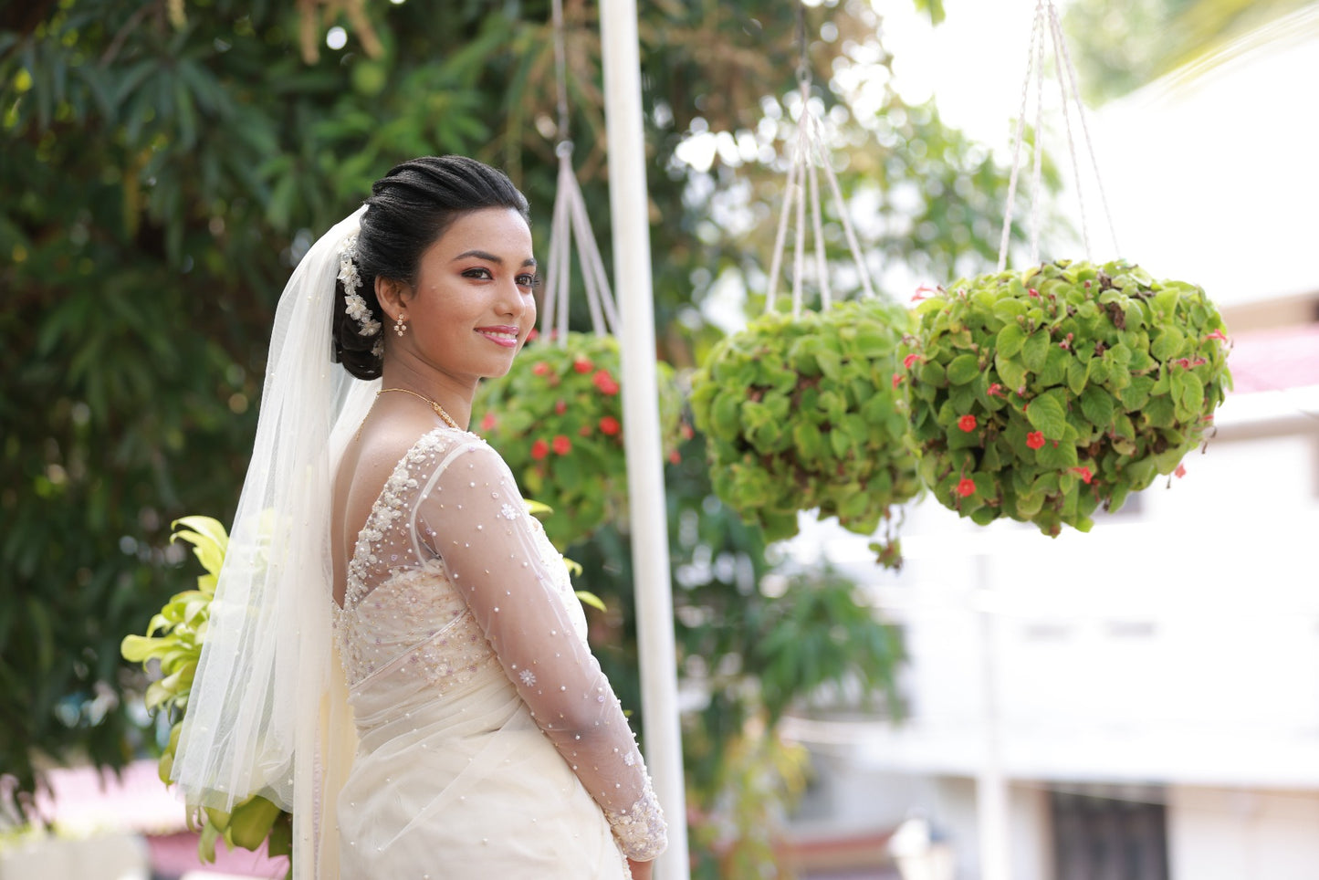 Signature Christian Bridal hand embroidered Saree in double net