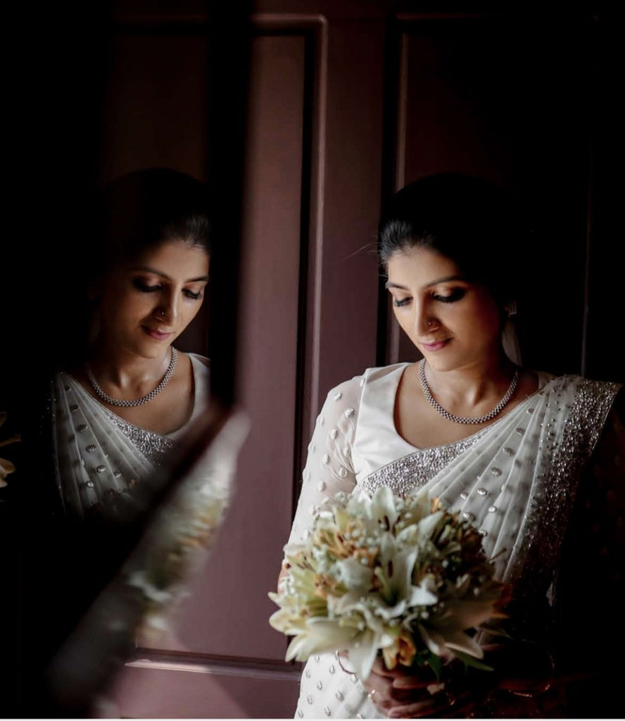 Signature Christian Bridal heavily embellished Saree in georgette