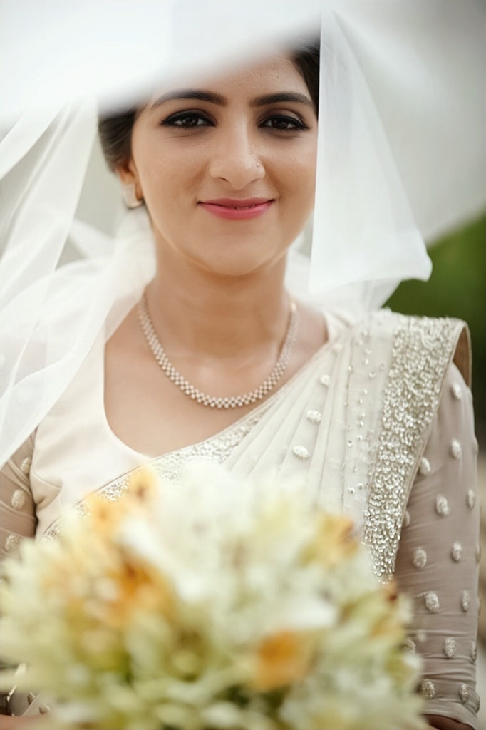 Signature Christian Bridal heavily embellished Saree in georgette