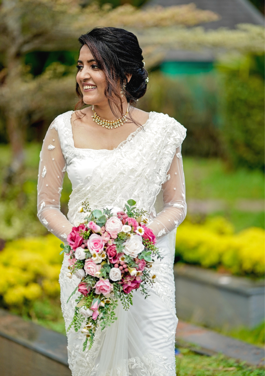 Signature Christian Bridal Saree In Embroidered Net with Sugar