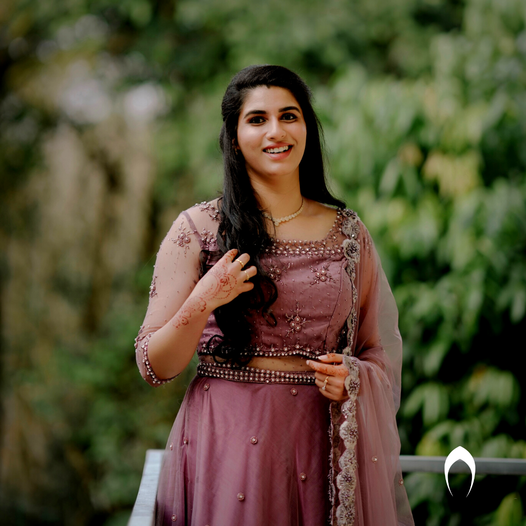 Signature bridal deep Mauve Hand Embroidered Lehenga On Net