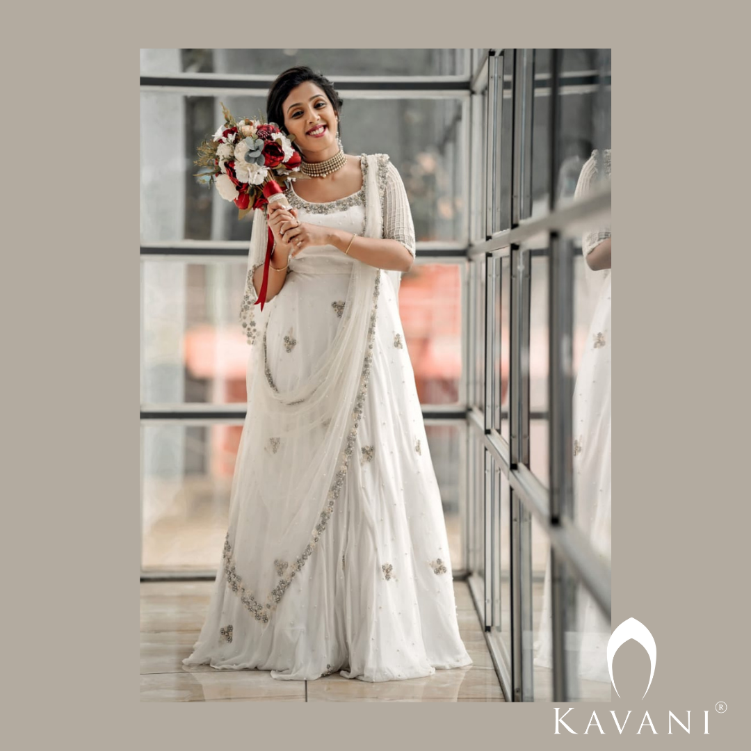 Signature Bridal hand embroidered off white lehenga Kavani Bridal Wear