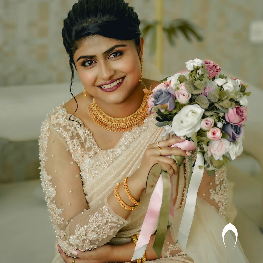 Signature Christian Bridal Saree Handcrafted for Bride Anyse