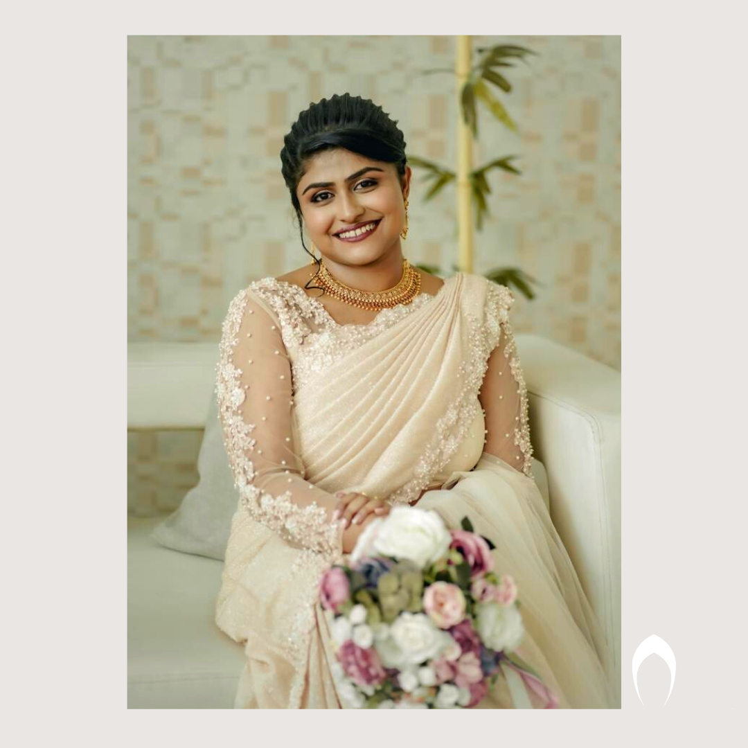 Signature Christian Bridal Saree Handcrafted for Bride Anyse