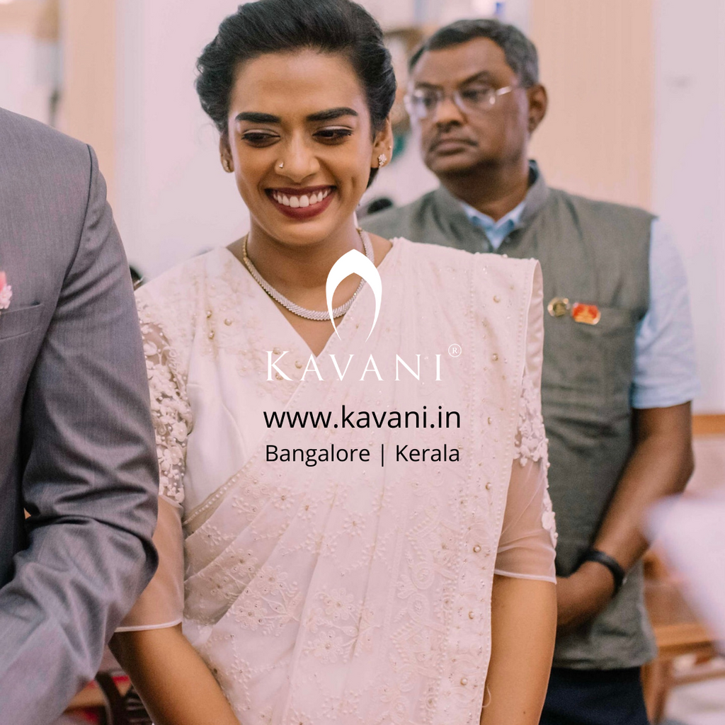 Signature Christian Bridal Saree Handcrafted for Bride Rachel Swetha