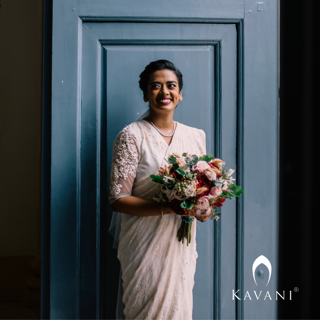 Signature Christian Bridal Saree Handcrafted for Bride Rachel Swetha