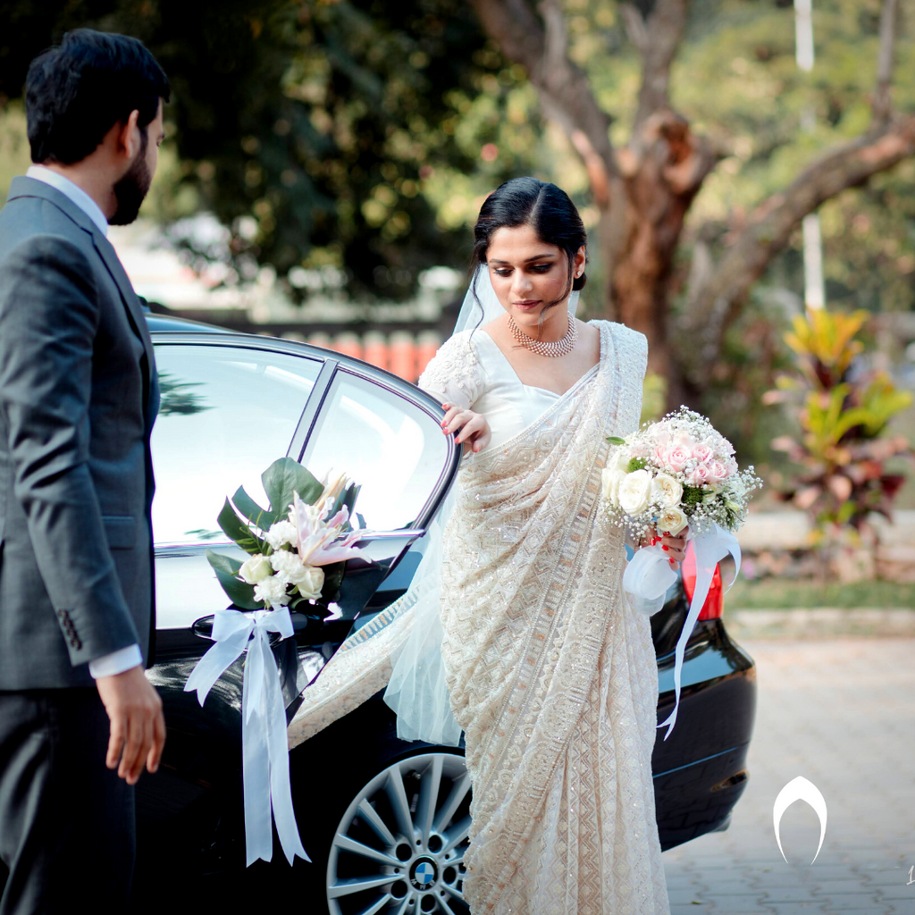 Signature Christian Bridal Saree Handcrafted for Bride Sharon