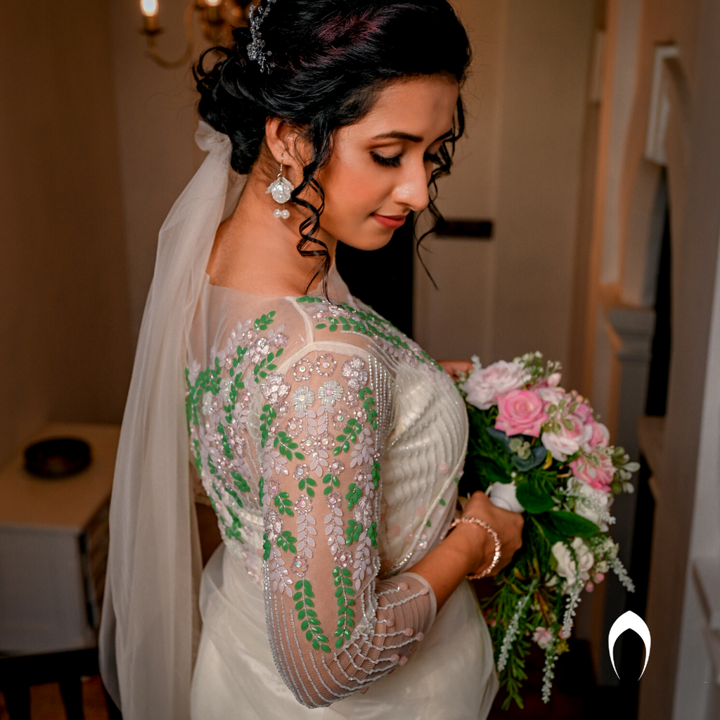 Signature Christian Bridal Saree Handcrafted for bride Mariya