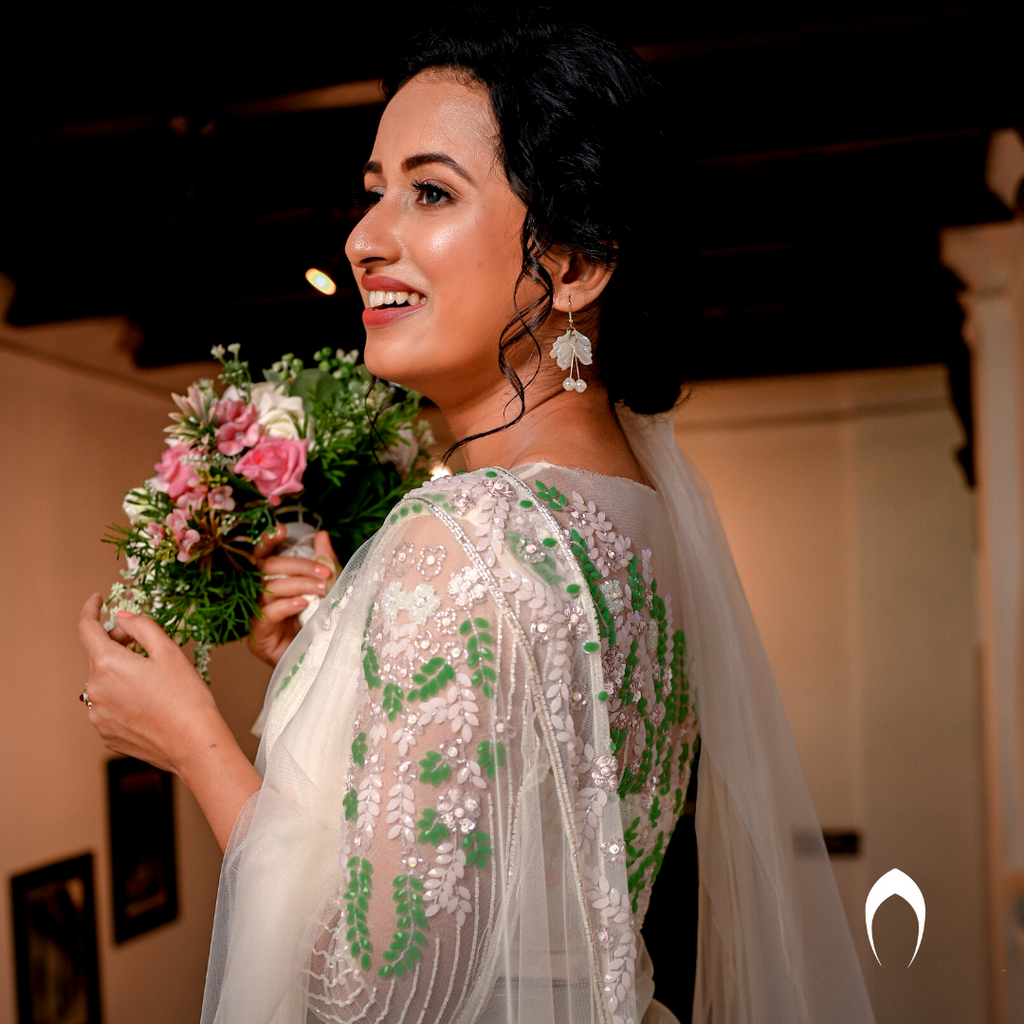 Signature Christian Bridal Saree Handcrafted for bride Mariya