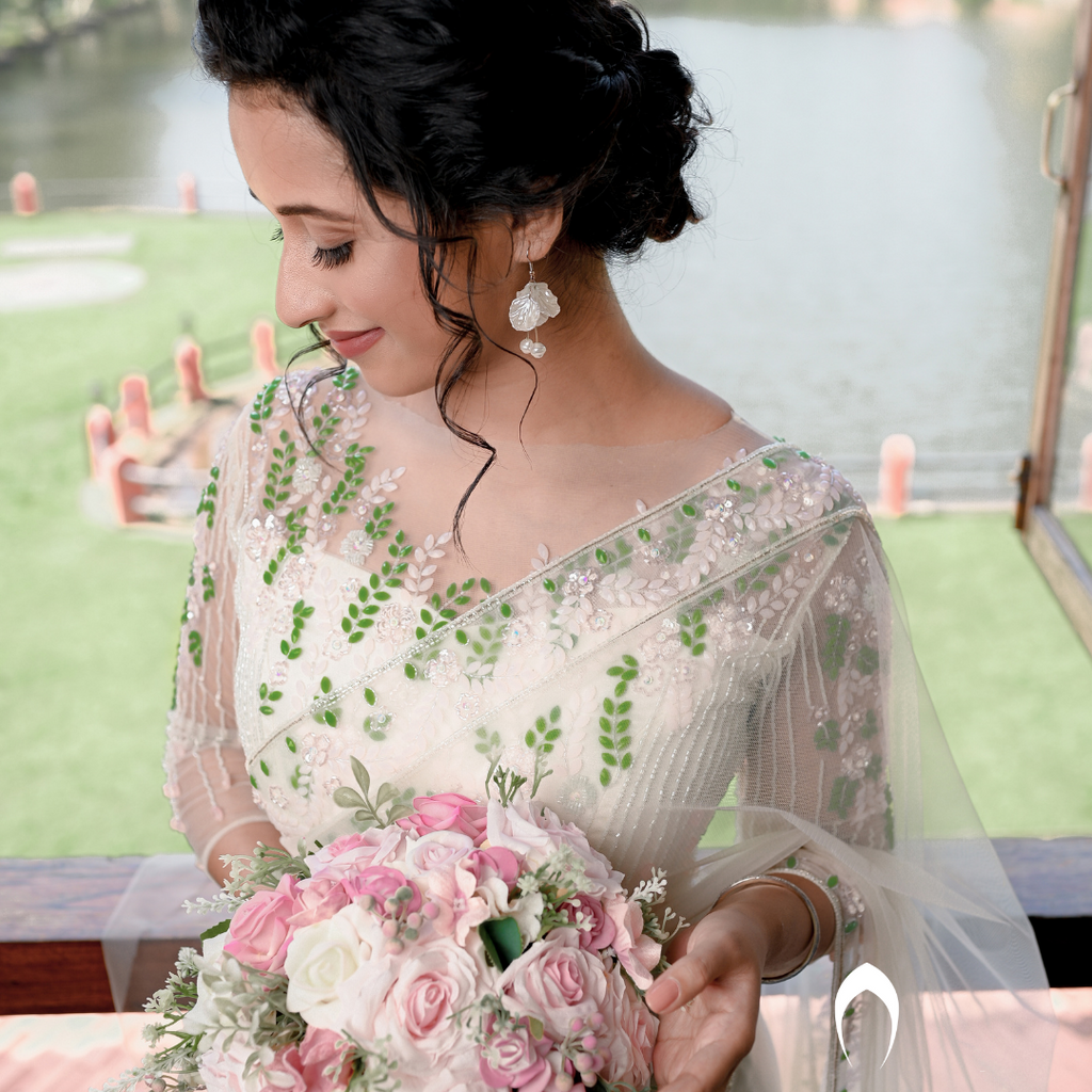 Signature Christian Bridal Saree Handcrafted for bride Mariya