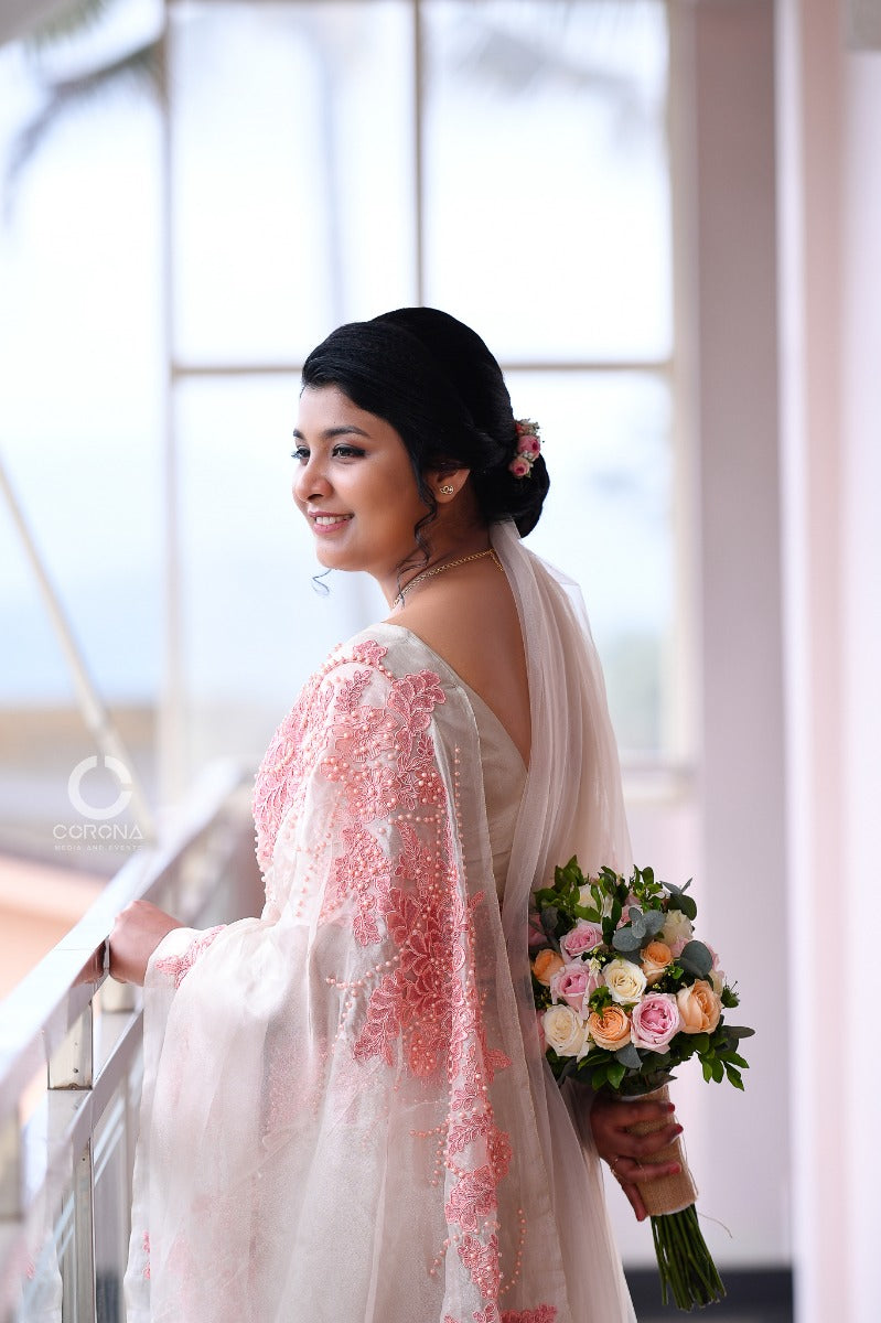 Signature Christian Bridal Saree Handcrafted for Bride Athira