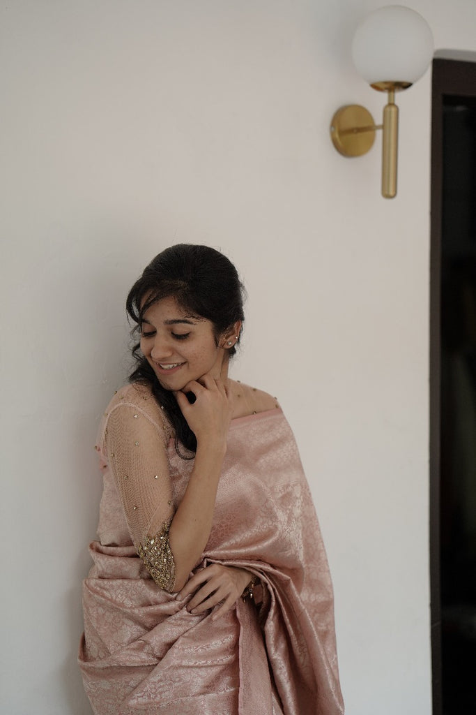 Signature bridal banarasi saree in Blush Pink with jeri work