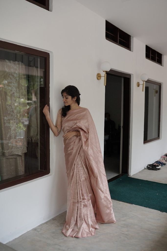 Signature bridal banarasi saree in Blush Pink with jeri work