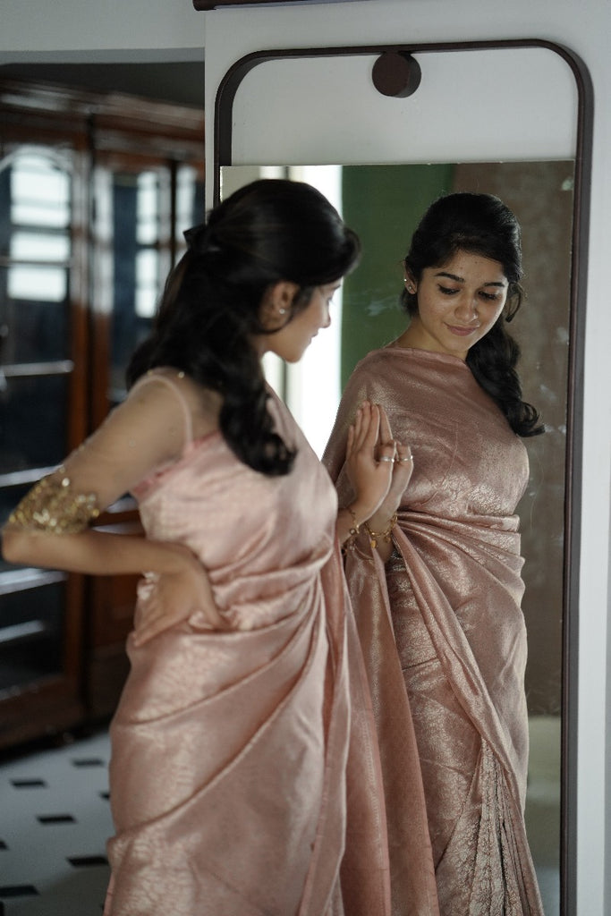 Signature bridal banarasi saree in Blush Pink with jeri work