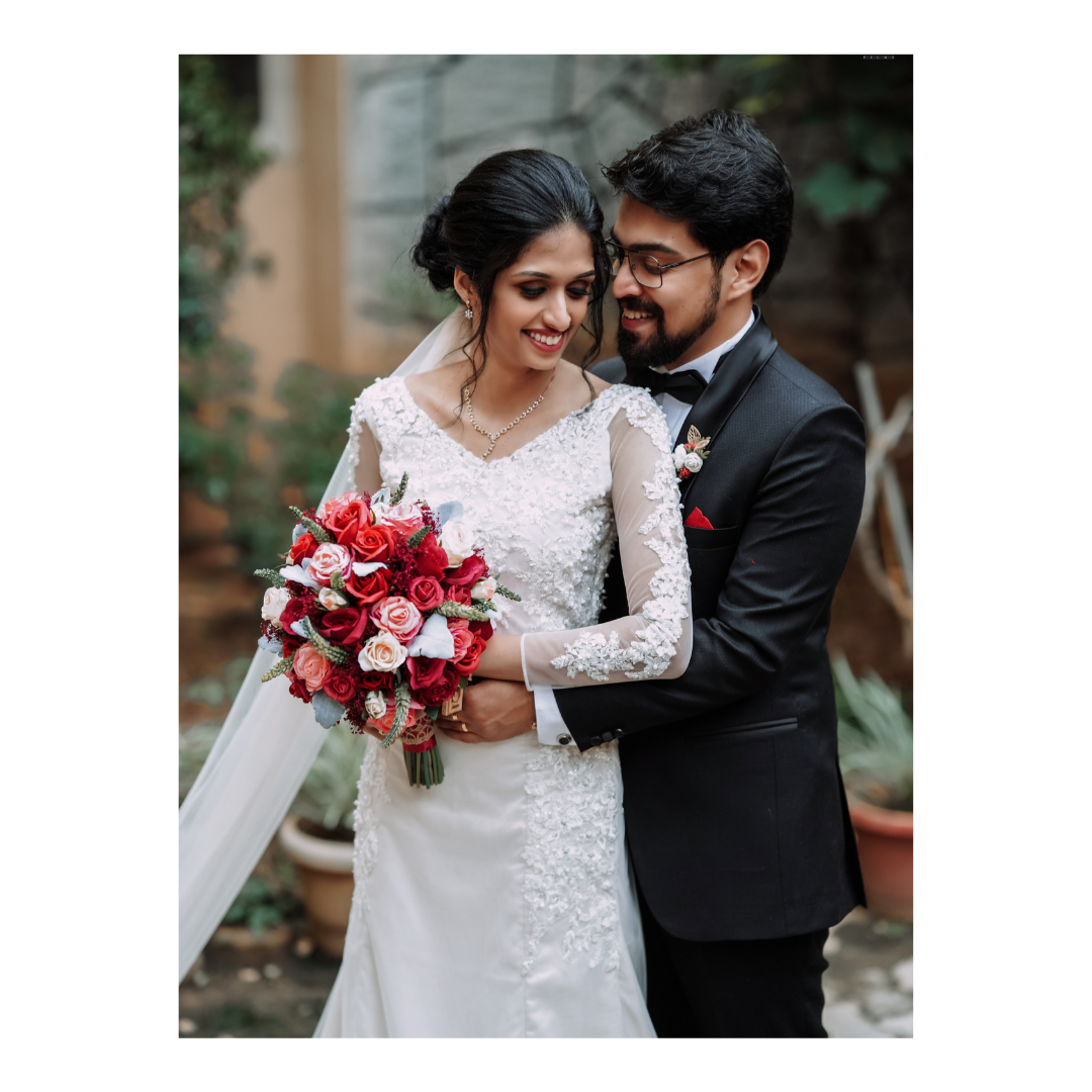 Signature Christian bridal Mermaid Aline Gown In Tulle Carried By Bride Neethu