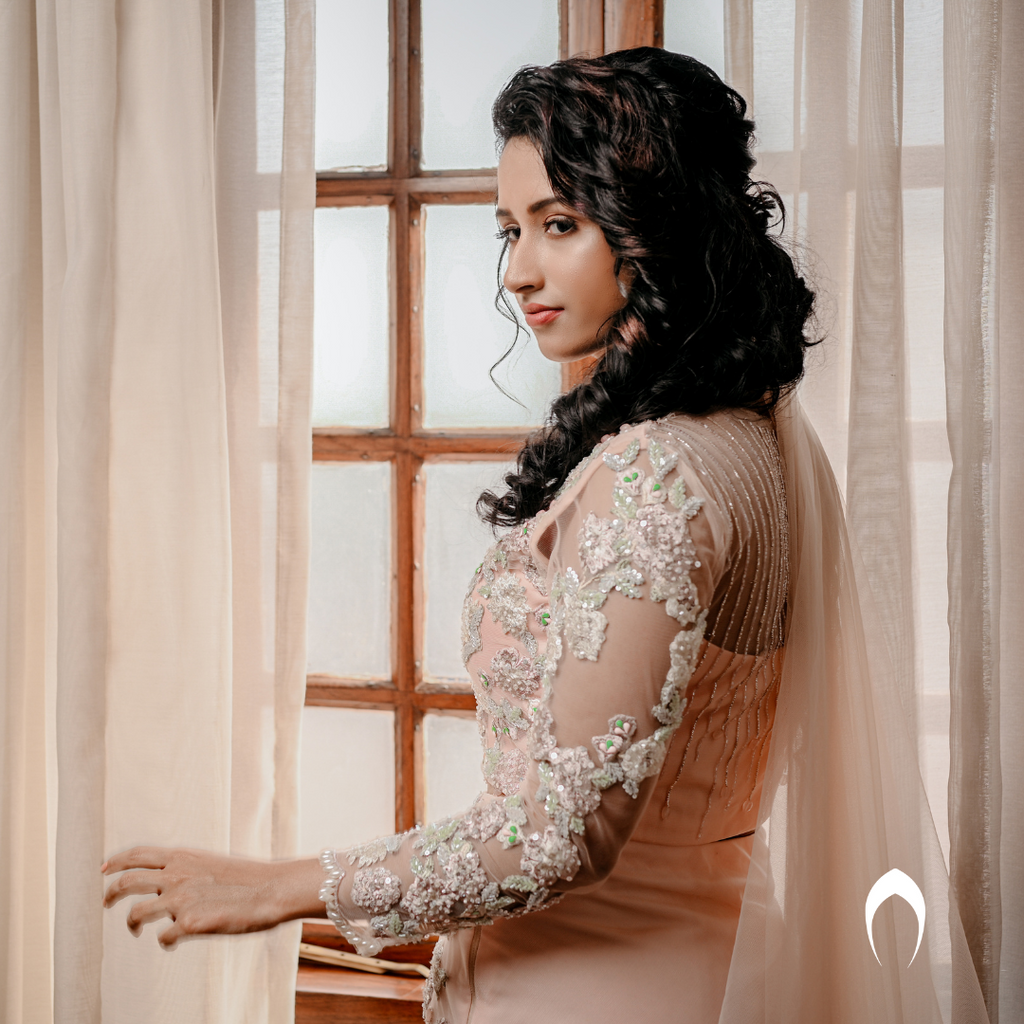 Signature bridal Mermaid Style Lehenga with heavy hand embroidery and Trailing Net