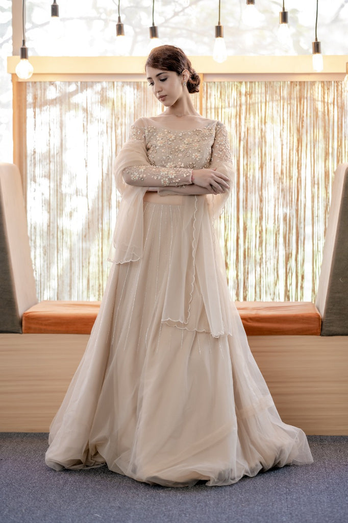 Signature bridal Pastel Lehenga with hand embellished blouse