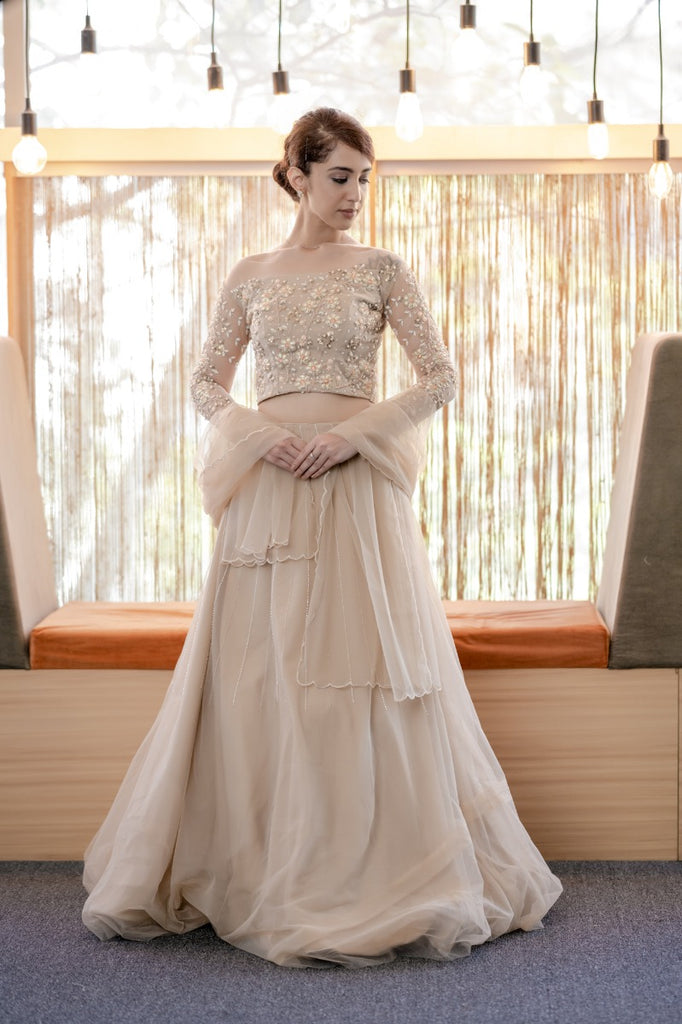 Signature bridal Pastel Lehenga with hand embellished blouse