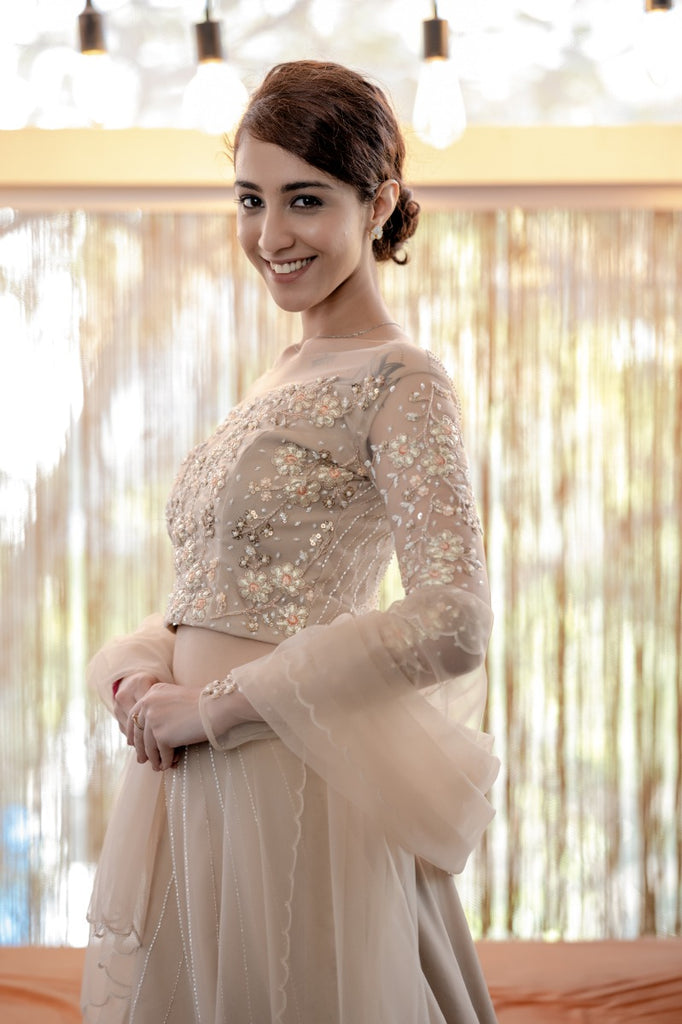 Signature bridal Pastel Lehenga with hand embellished blouse