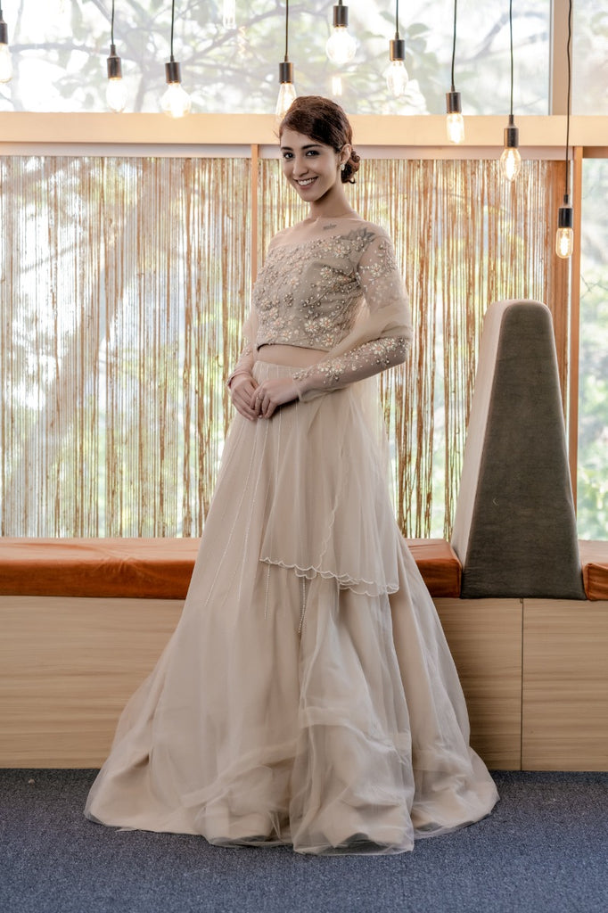Signature bridal Pastel Lehenga with hand embellished blouse