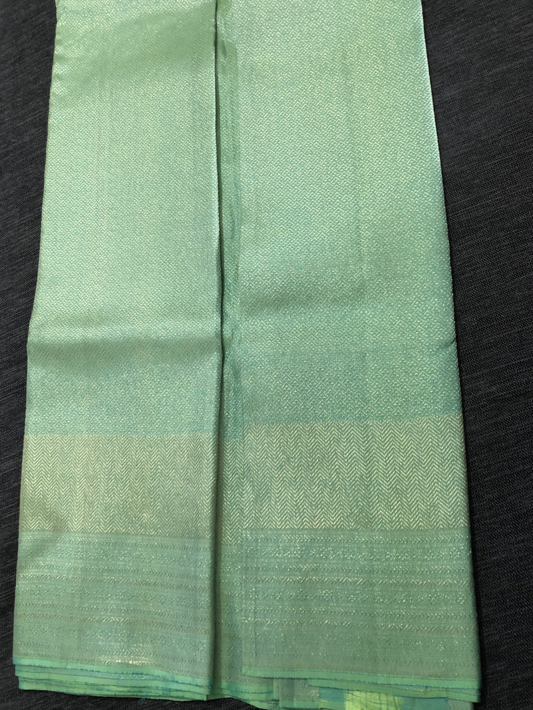 Signature bridal kanjivaram saree in Pastel Mint Green With Jeri fully Woven