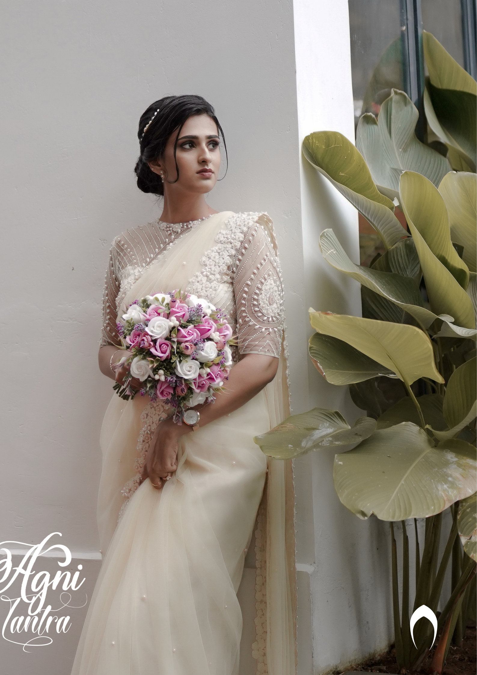 Cream 2025 wedding saree