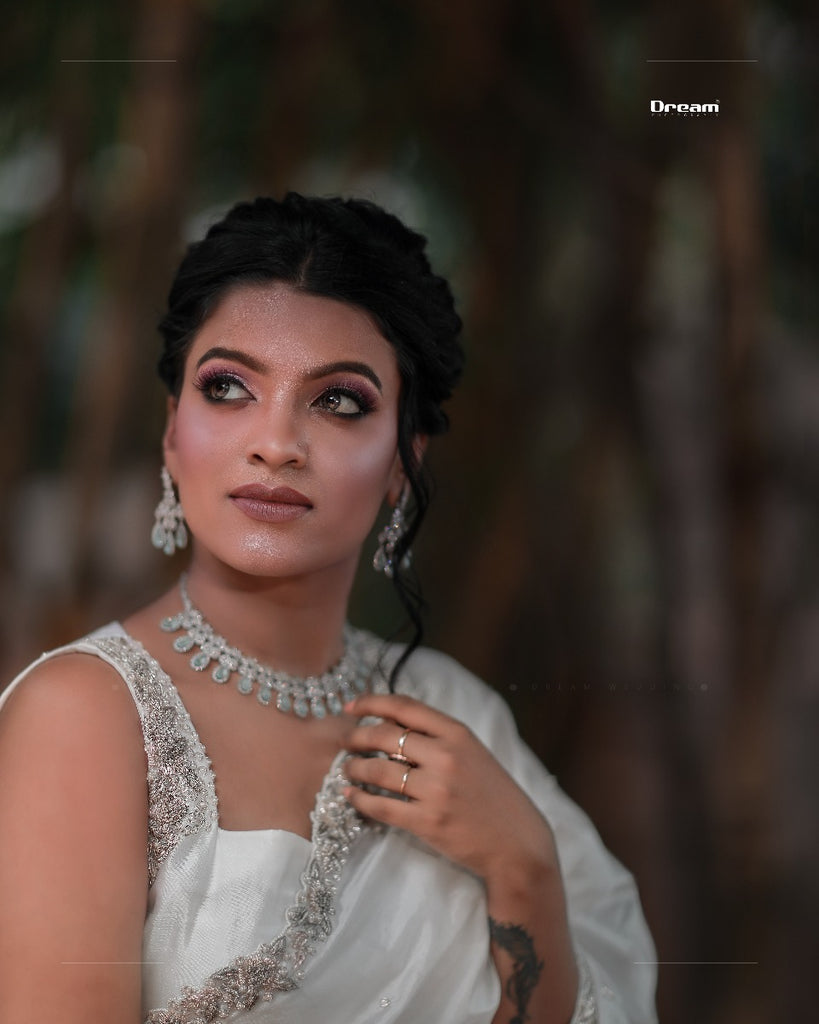 Signature Christian bridal saree in Pure Silk with Zardozi Hand Embroidery