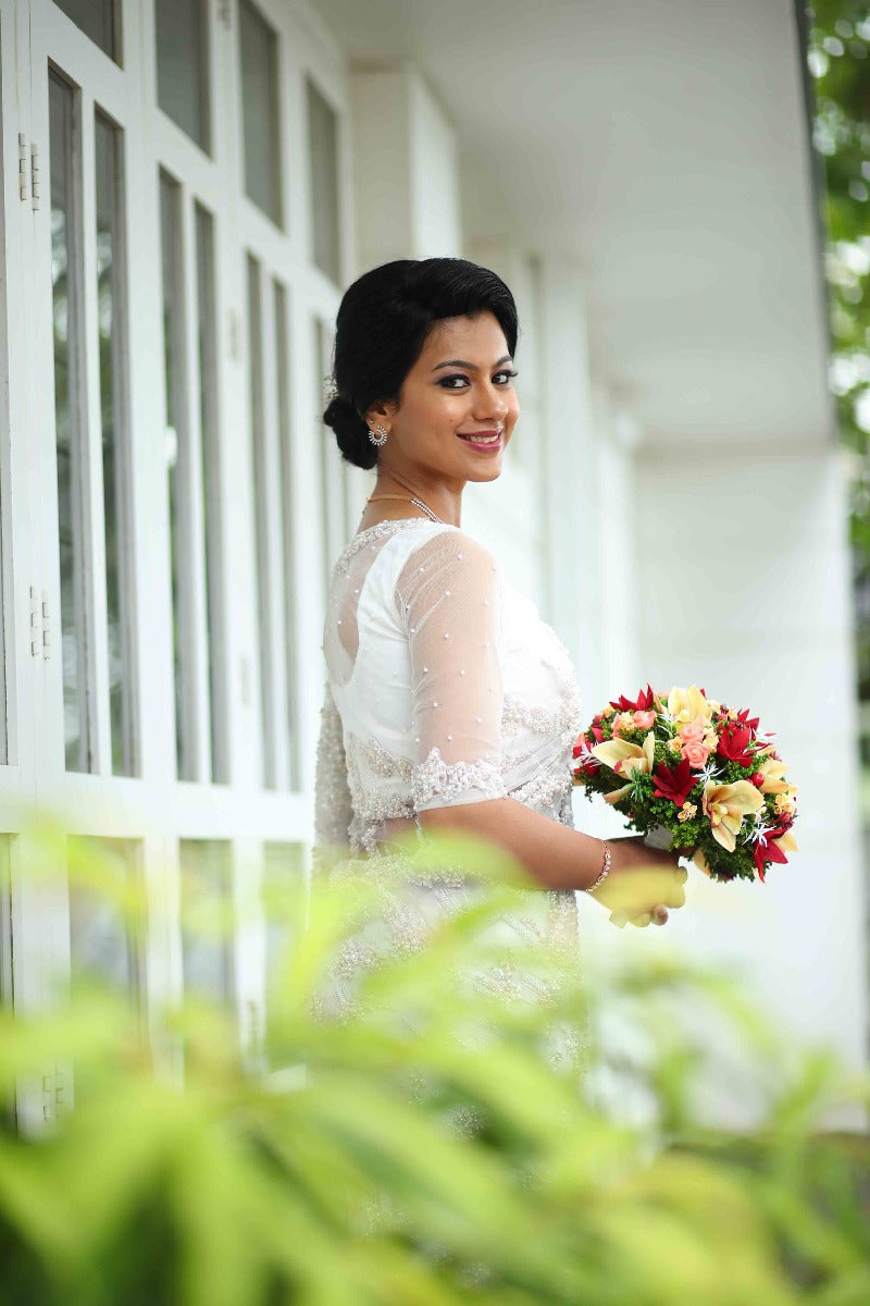 Signature Christian Bridal Saree carried by Bride Irene On Her Wedding