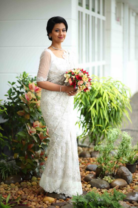 Signature Christian Bridal Saree carried by Bride Irene On Her Wedding