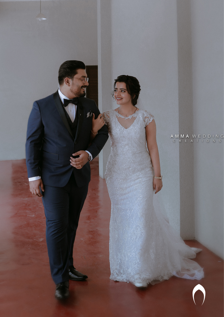 Signature christian bridal mermaid A-line gown in net carried by bride Diya