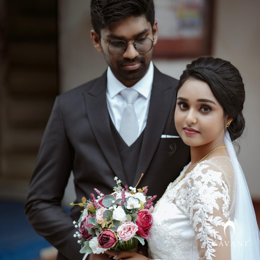 Our beautiful bride in her bridal aline with embellished lace embroidery