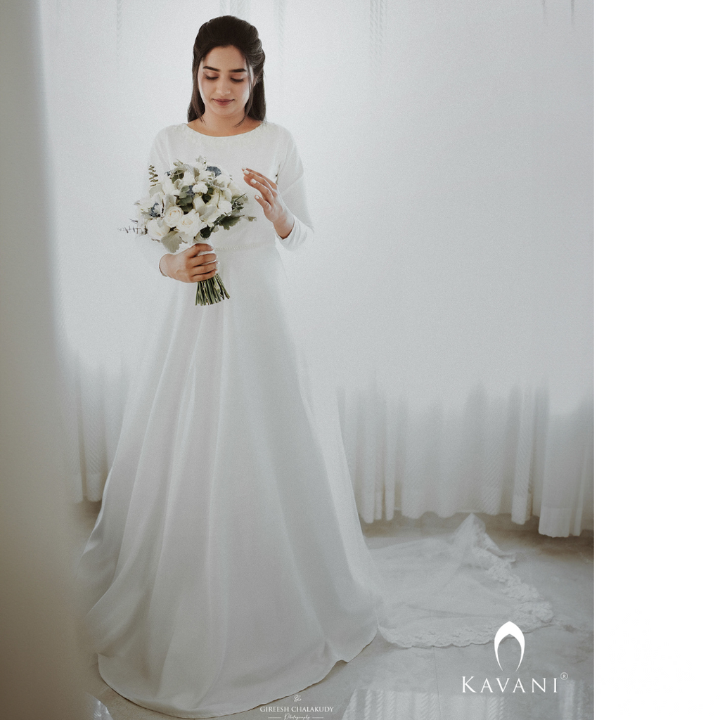 Our beautiful bride in her stunning looking satin aline gown and beautiful lace work