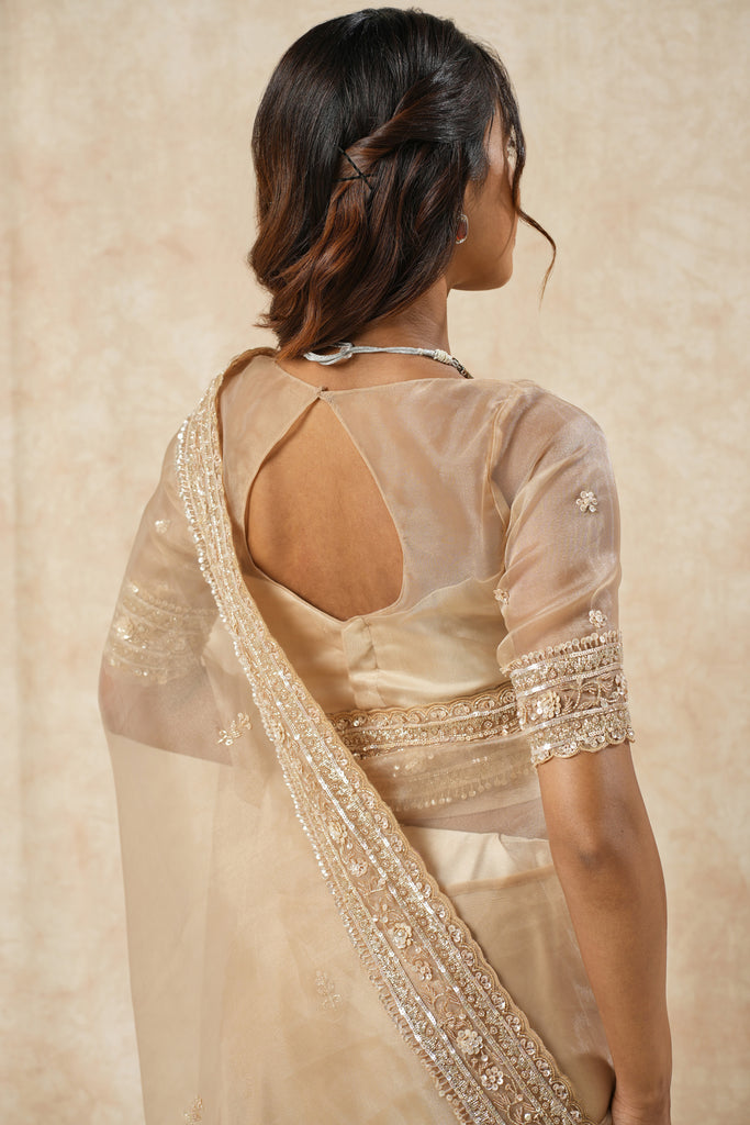 Tissue Organza Saree with Handcrafted Beads & Sequin Work