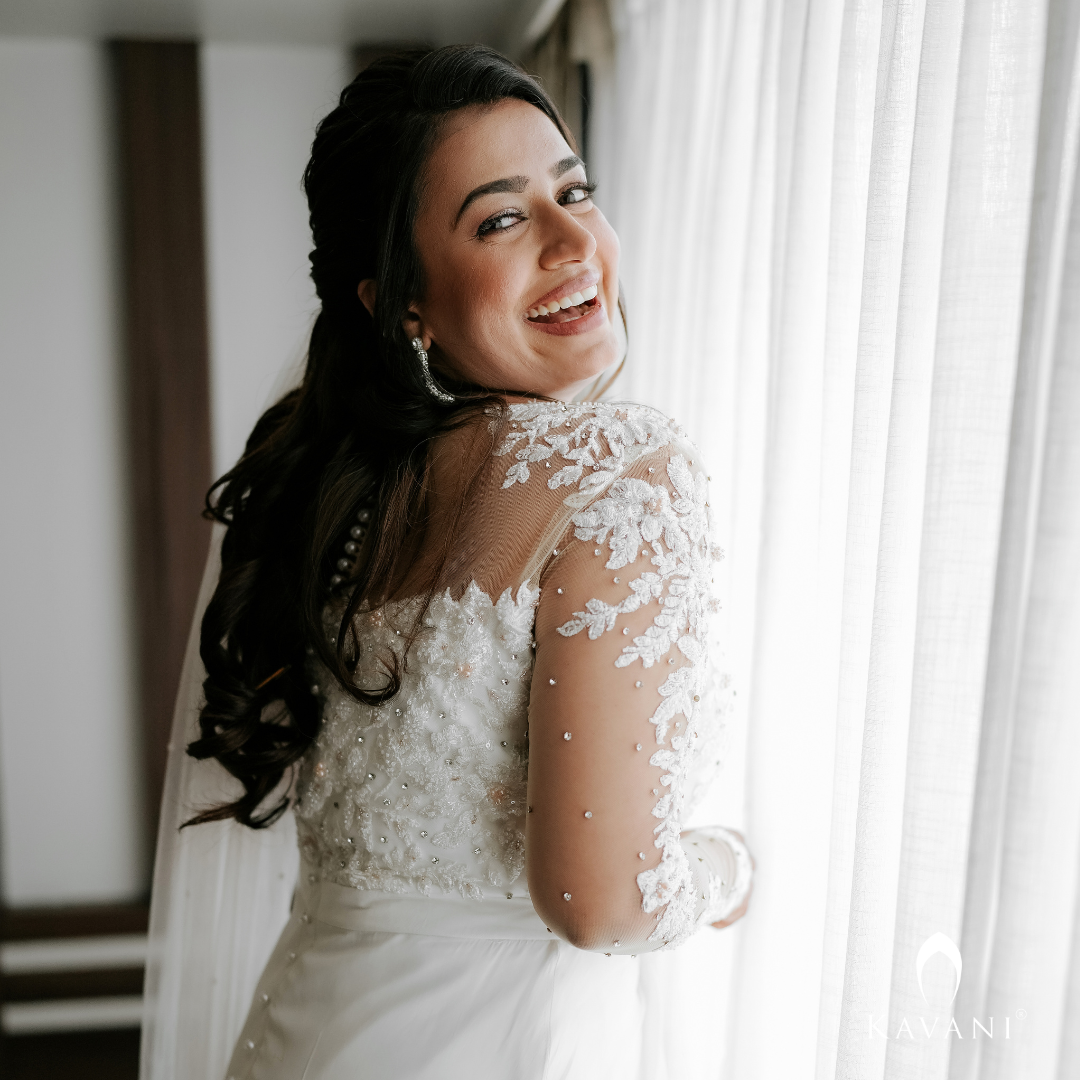 Our beautiful bride in her stunning looking beautiful and stunning bridal mermaid out with a beautiful draping outfit and stunning embellished lace embroidery work