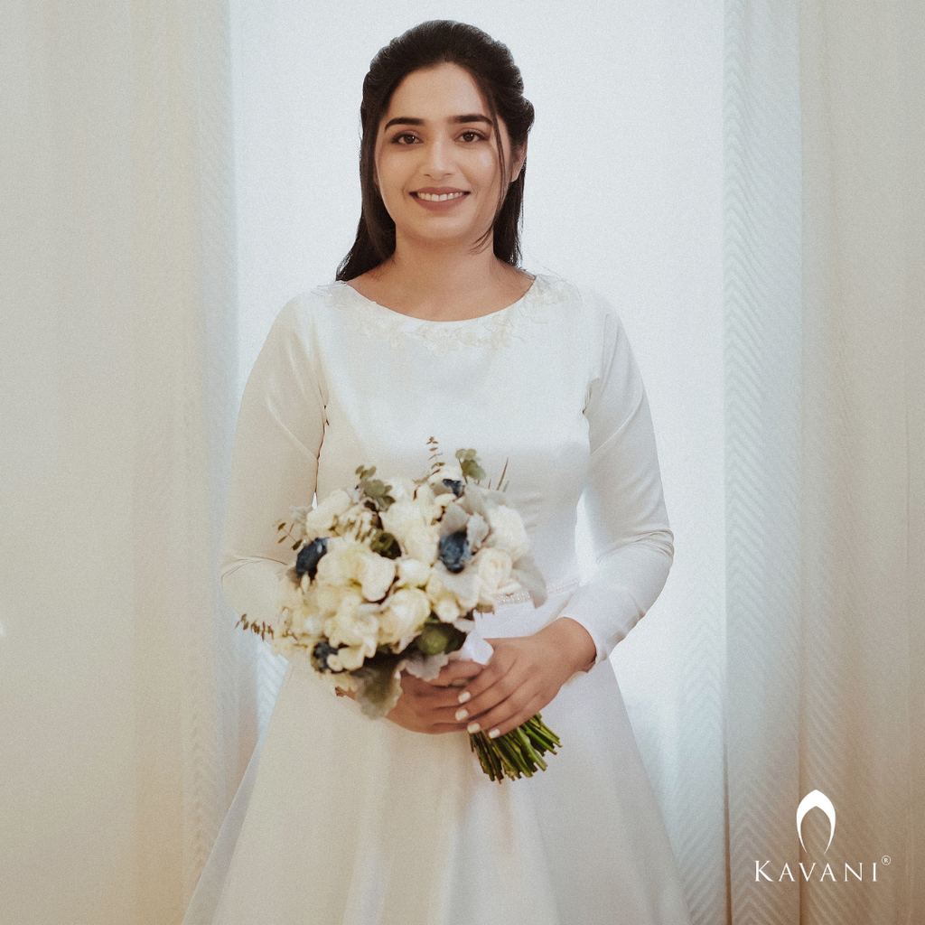 Our beautiful bride in her stunning looking satin aline gown and beautiful lace work