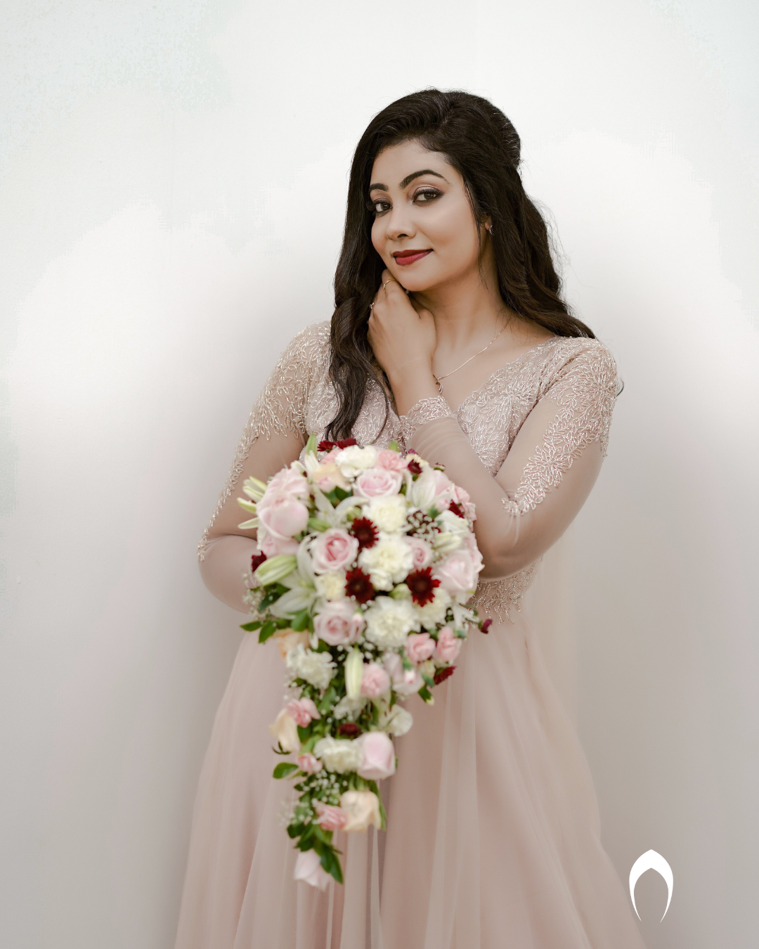 Signature christian wedding Aline gown in rosegold shade