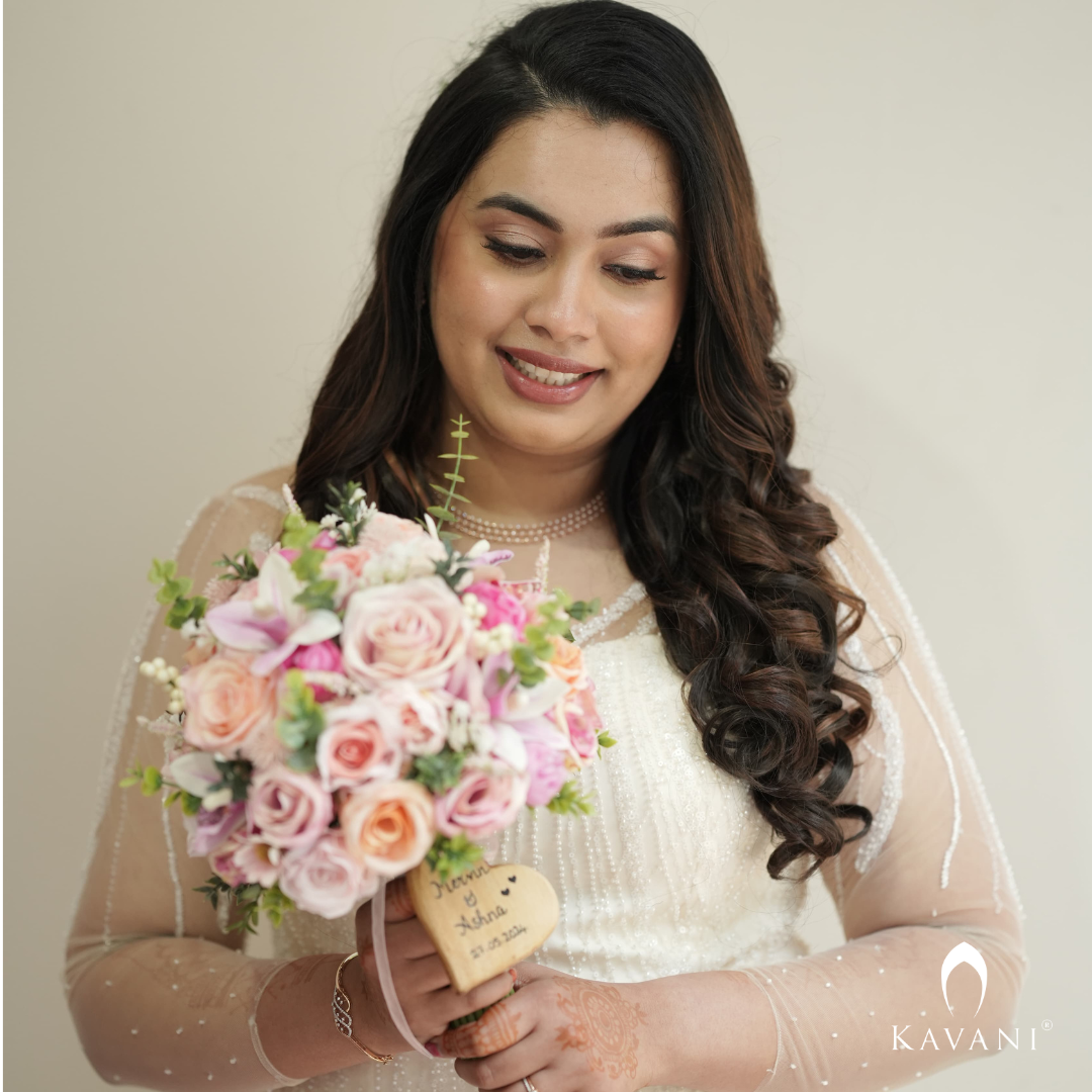 Our beautiful bride in her stunning mermaid gown with fully embellished lace embroidery