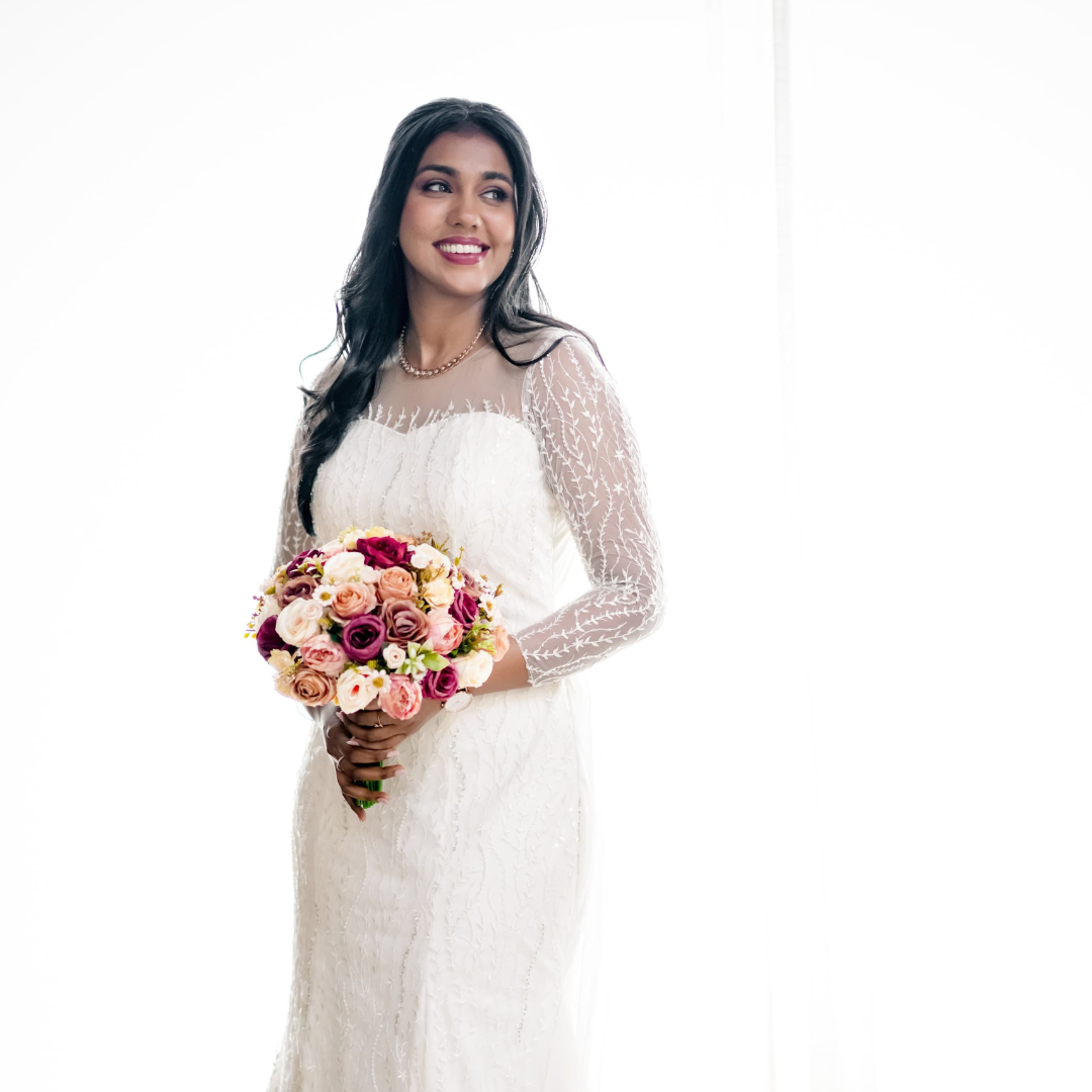 Our bride in her beautiful and stunning outlook of mermaid gown with fully done lace embroidery and hand embroidery