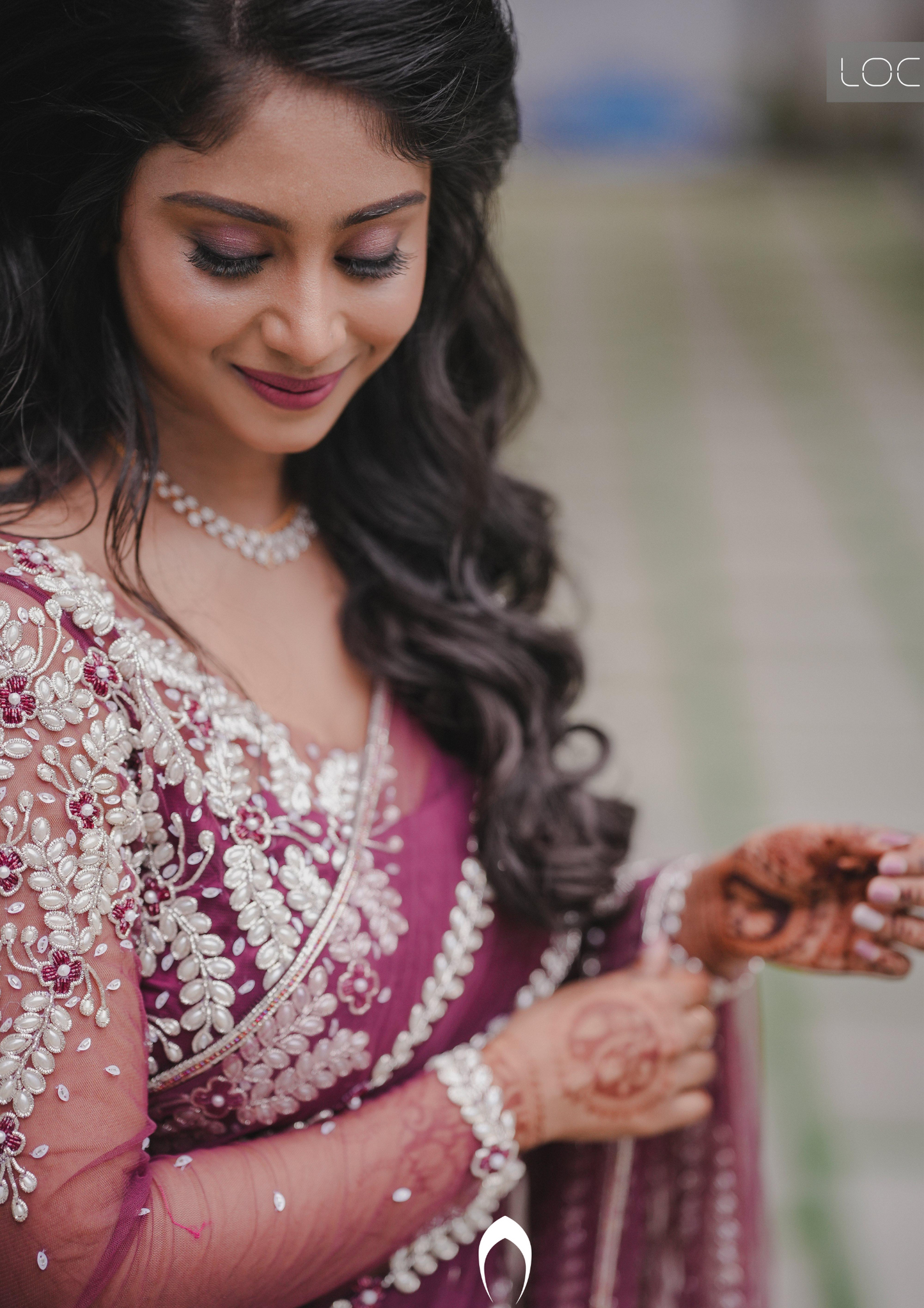 Signature Christian bridal heavy hand embroidered saree in wine shade