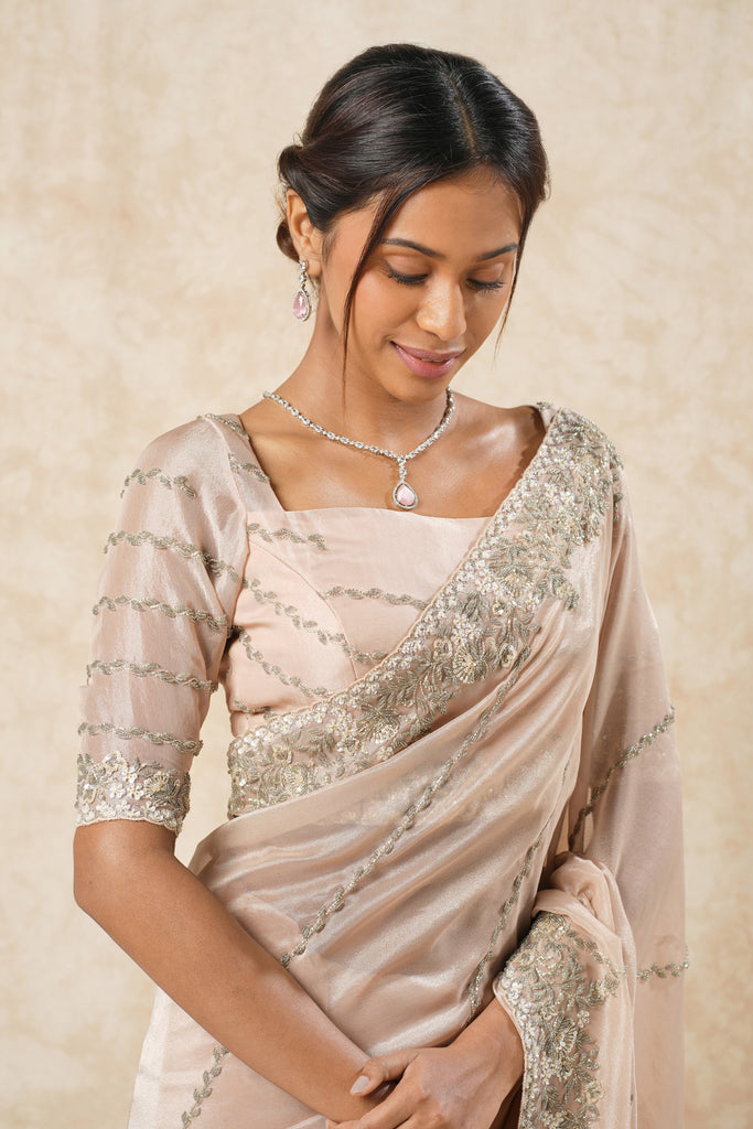 Tissue Georgette Saree with Handcrafted Detailing