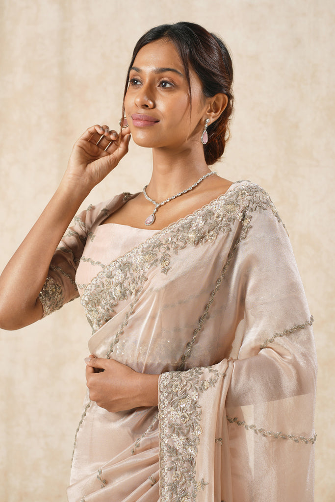 Tissue Georgette Saree with Handcrafted Detailing